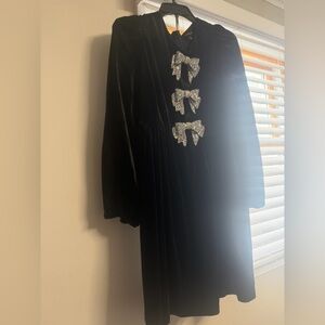 Sugarlips Black Long Sleeve Dress with Silver Bows